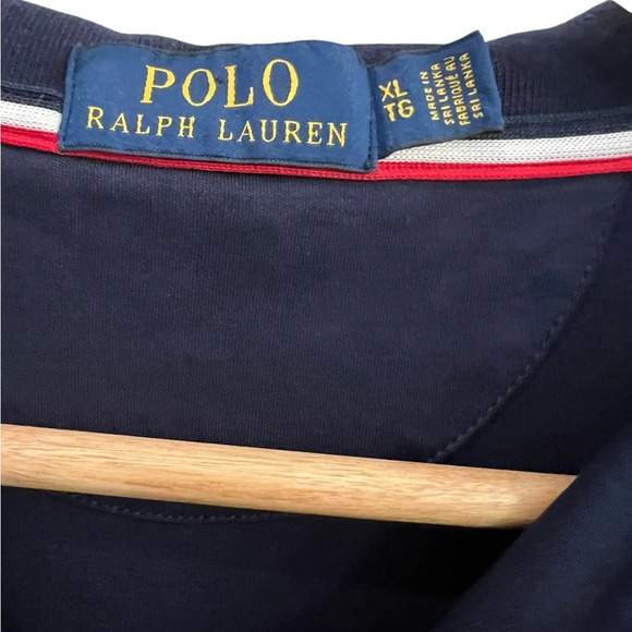 Polo Ralph Lauren Mens Size Xl Short Sleeve Navy with red and white trim polo - Picture 2 of 6